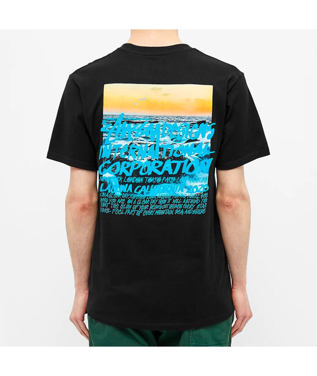 STUSSY Черная хлопковая футболка, фото 4