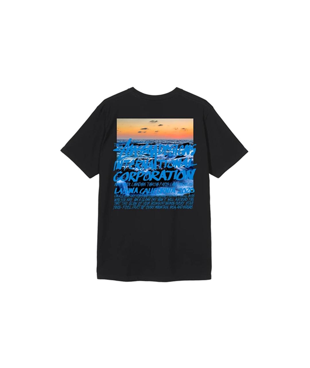 STUSSY Черная хлопковая футболка, фото 2