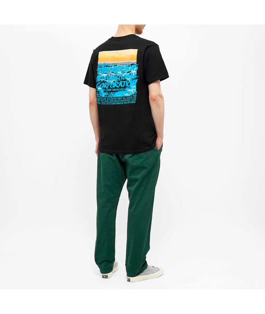 STUSSY Черная хлопковая футболка, фото 5