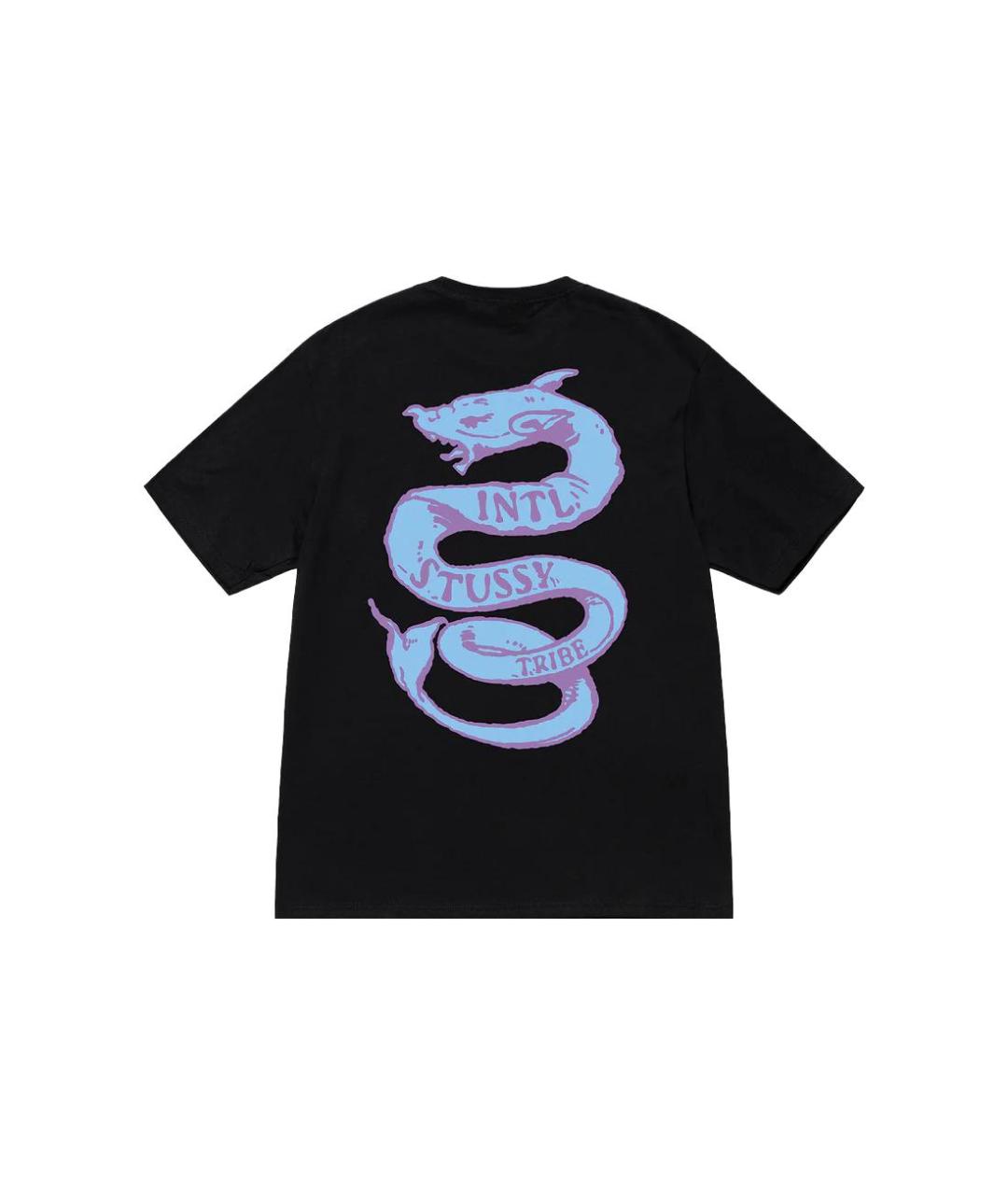 STUSSY Черная хлопковая футболка, фото 2