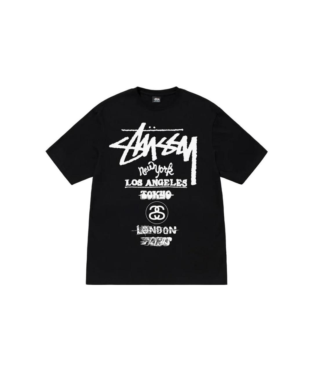 STUSSY Черная хлопковая футболка, фото 1
