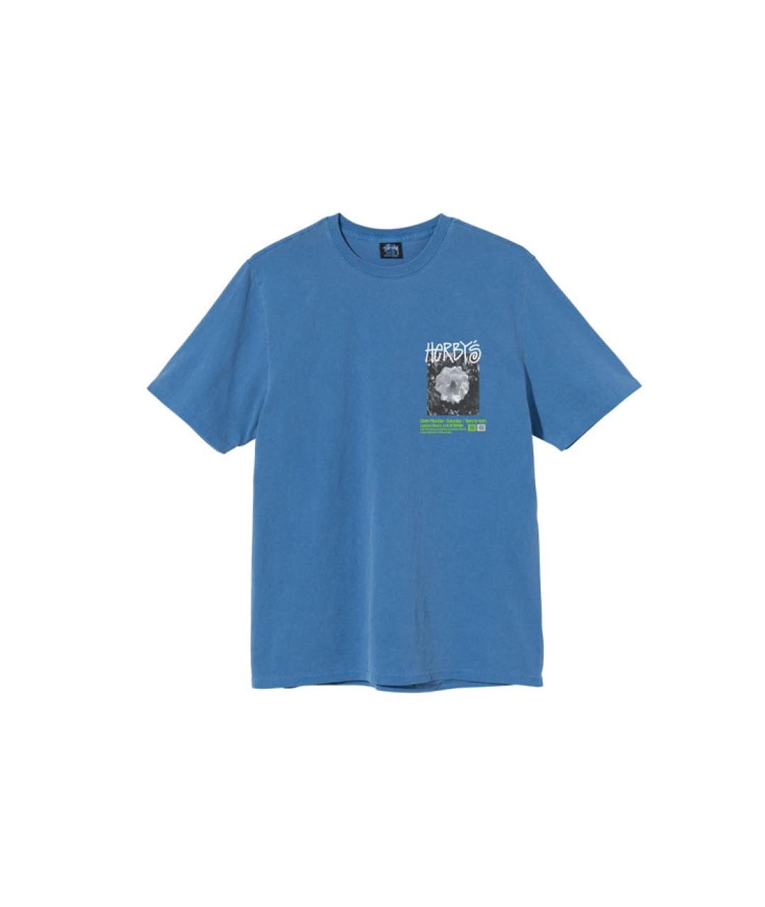 STUSSY Синяя хлопковая футболка, фото 1