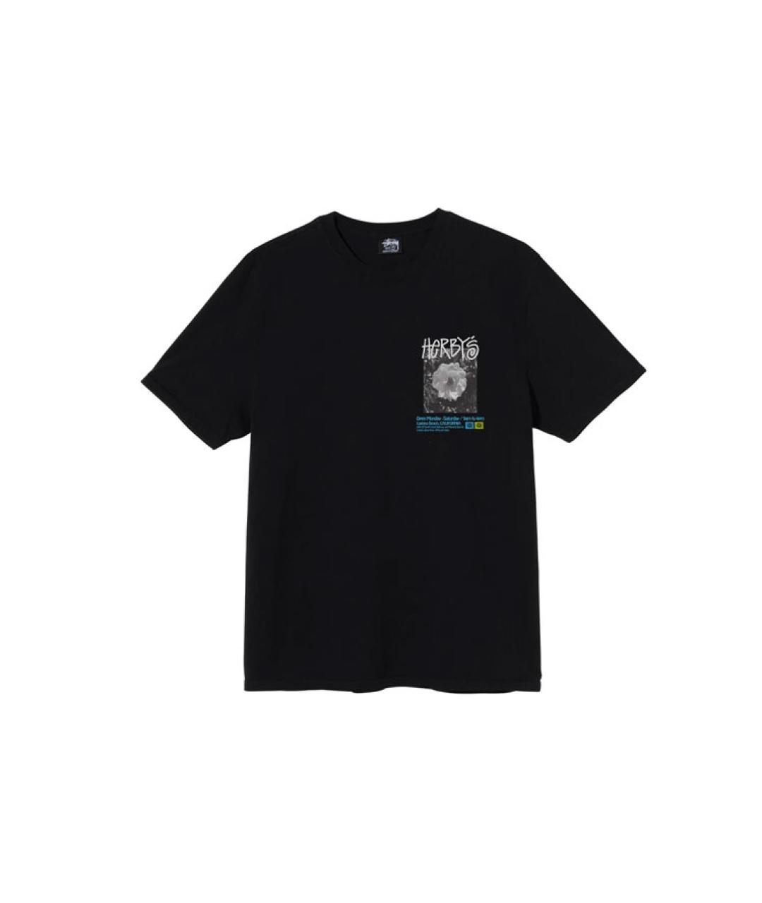 STUSSY Черная хлопковая футболка, фото 1