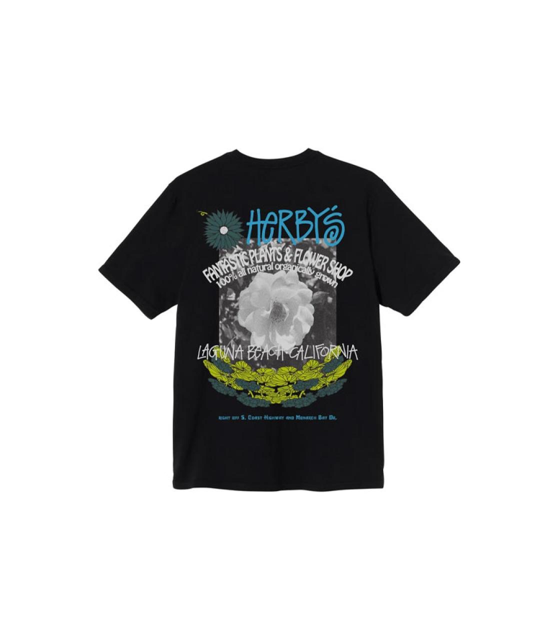 STUSSY Черная хлопковая футболка, фото 2