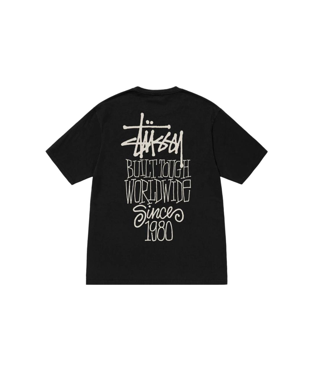 STUSSY Черная хлопковая футболка, фото 2