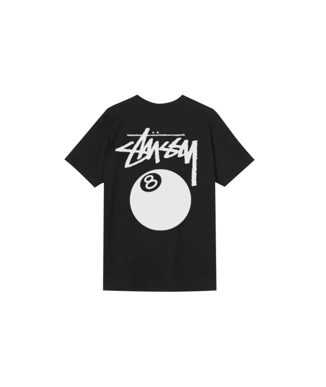 STUSSY Черная хлопковая футболка, фото 2