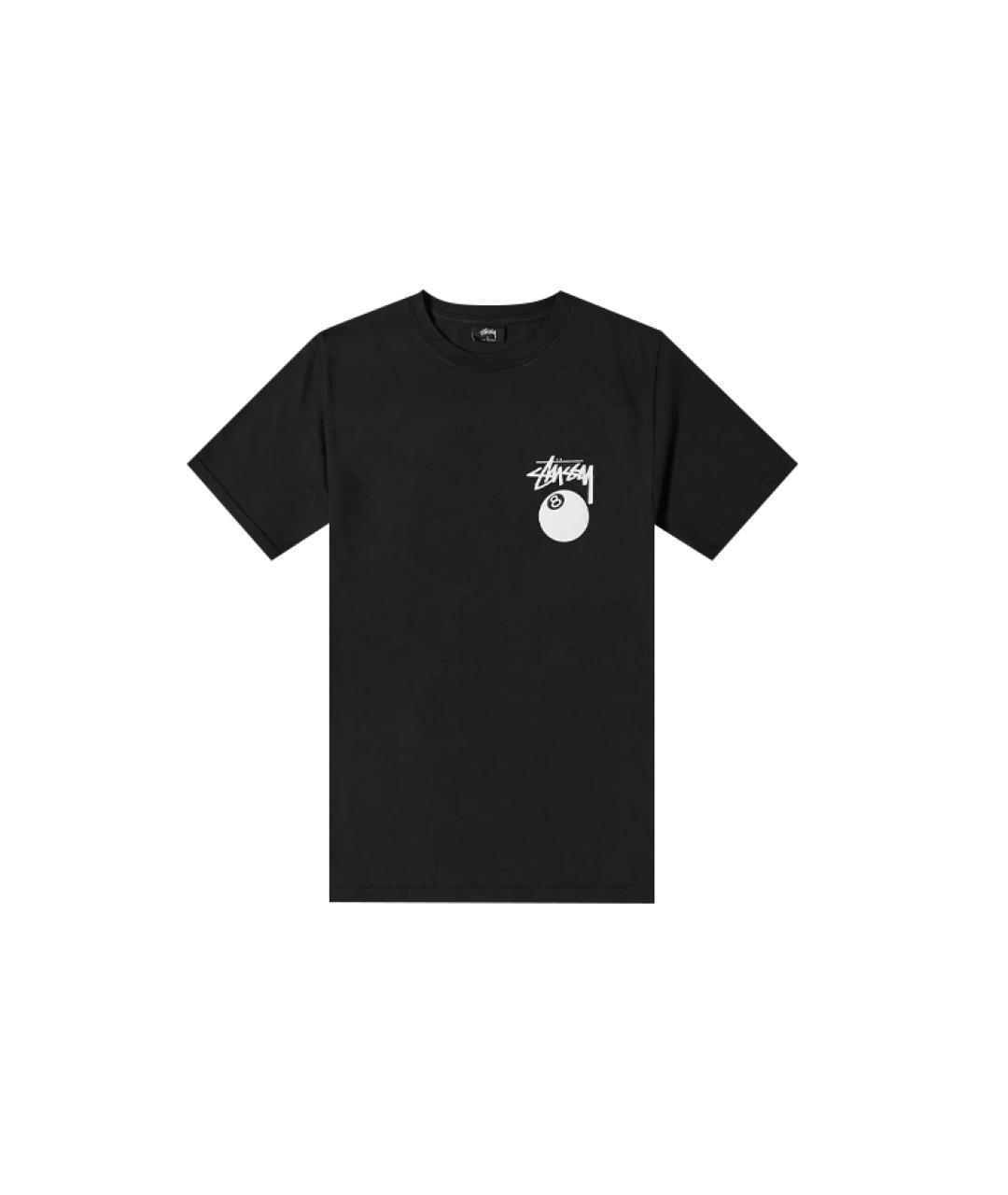 STUSSY Черная хлопковая футболка, фото 1