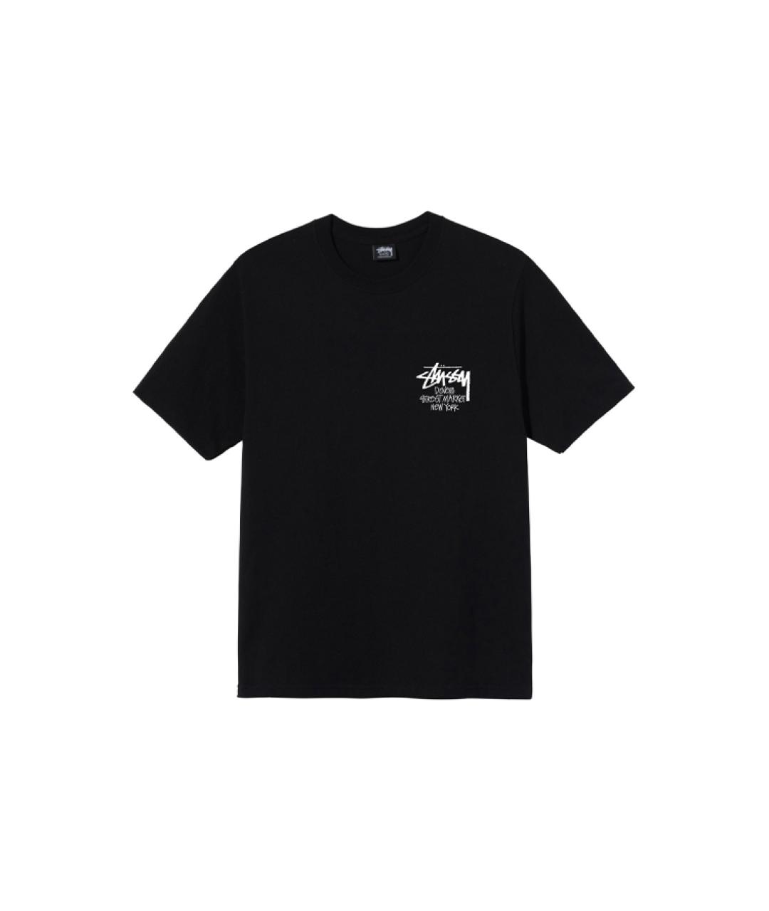 STUSSY Черная хлопковая футболка, фото 1