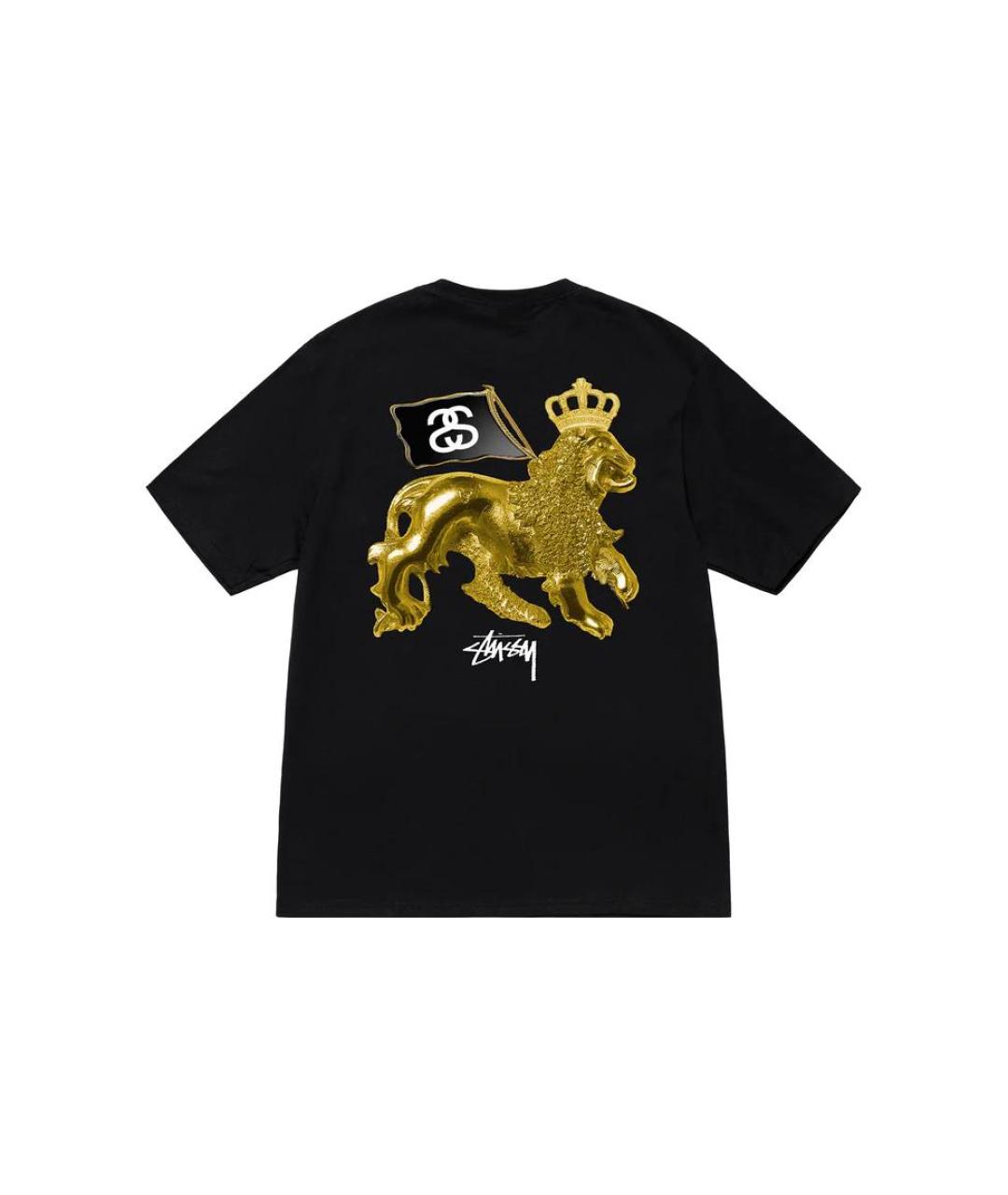 STUSSY Черная хлопковая футболка, фото 2