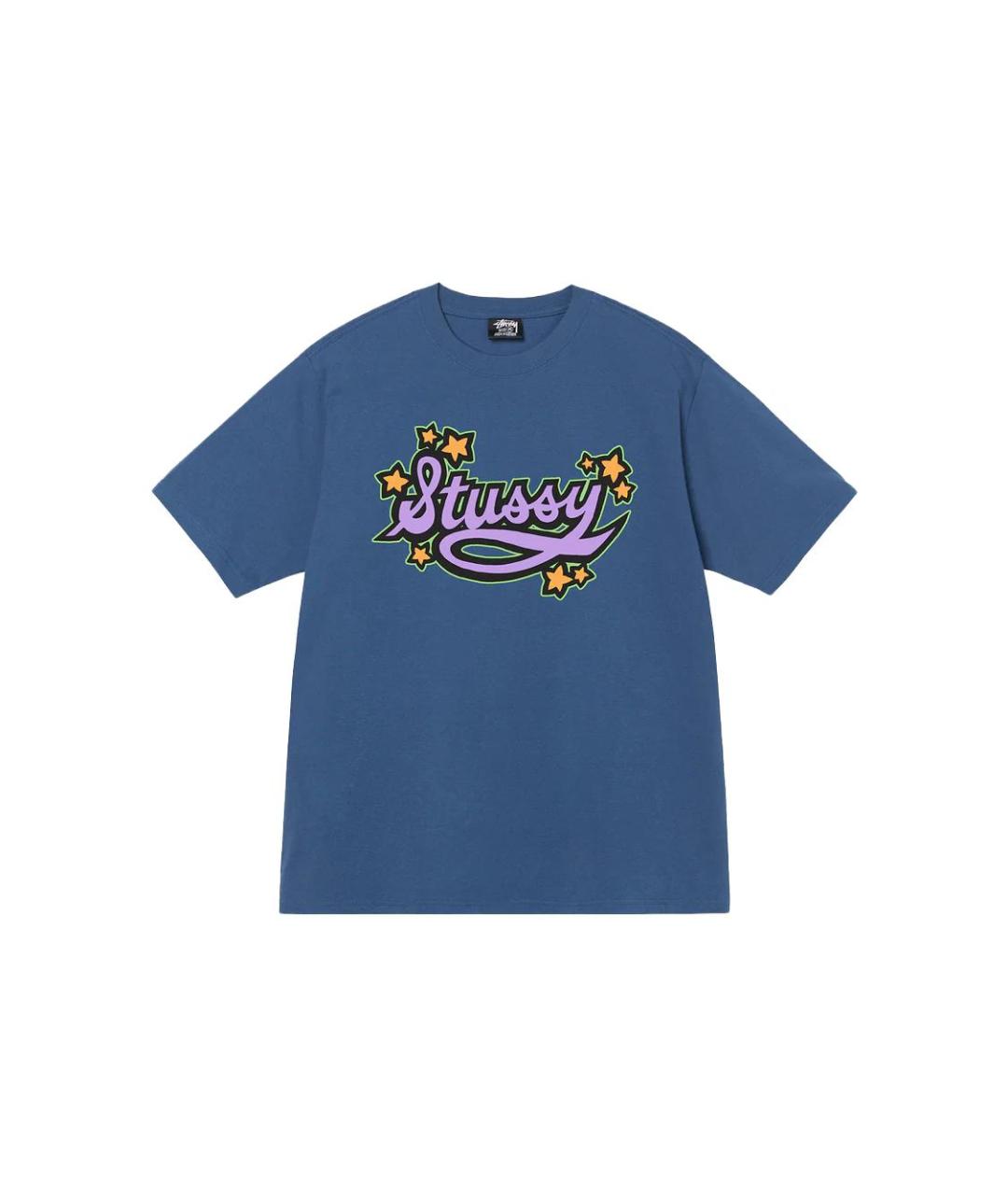 STUSSY Синяя хлопковая футболка, фото 1