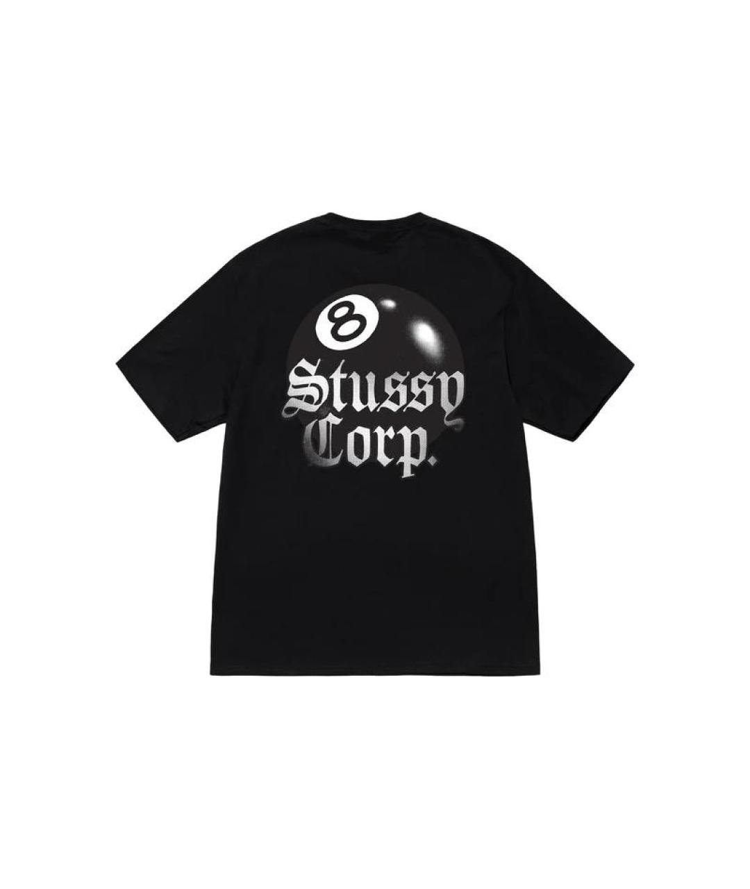 STUSSY Черная хлопковая футболка, фото 2