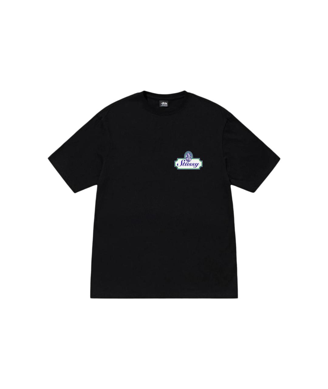 STUSSY Черная хлопковая футболка, фото 1