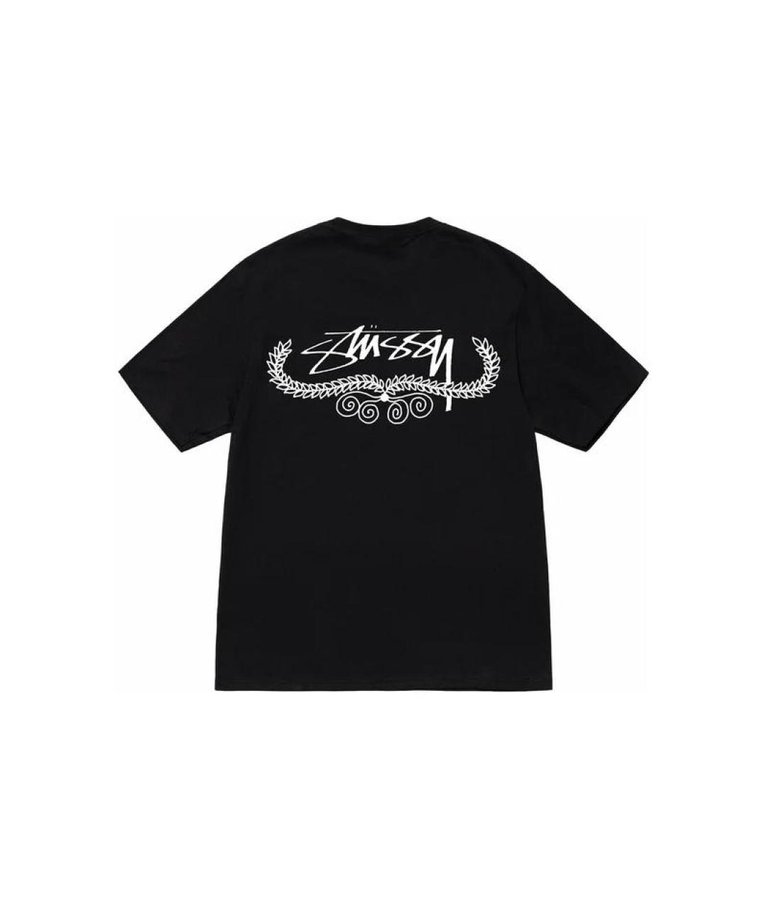 STUSSY Черная хлопковая футболка, фото 2
