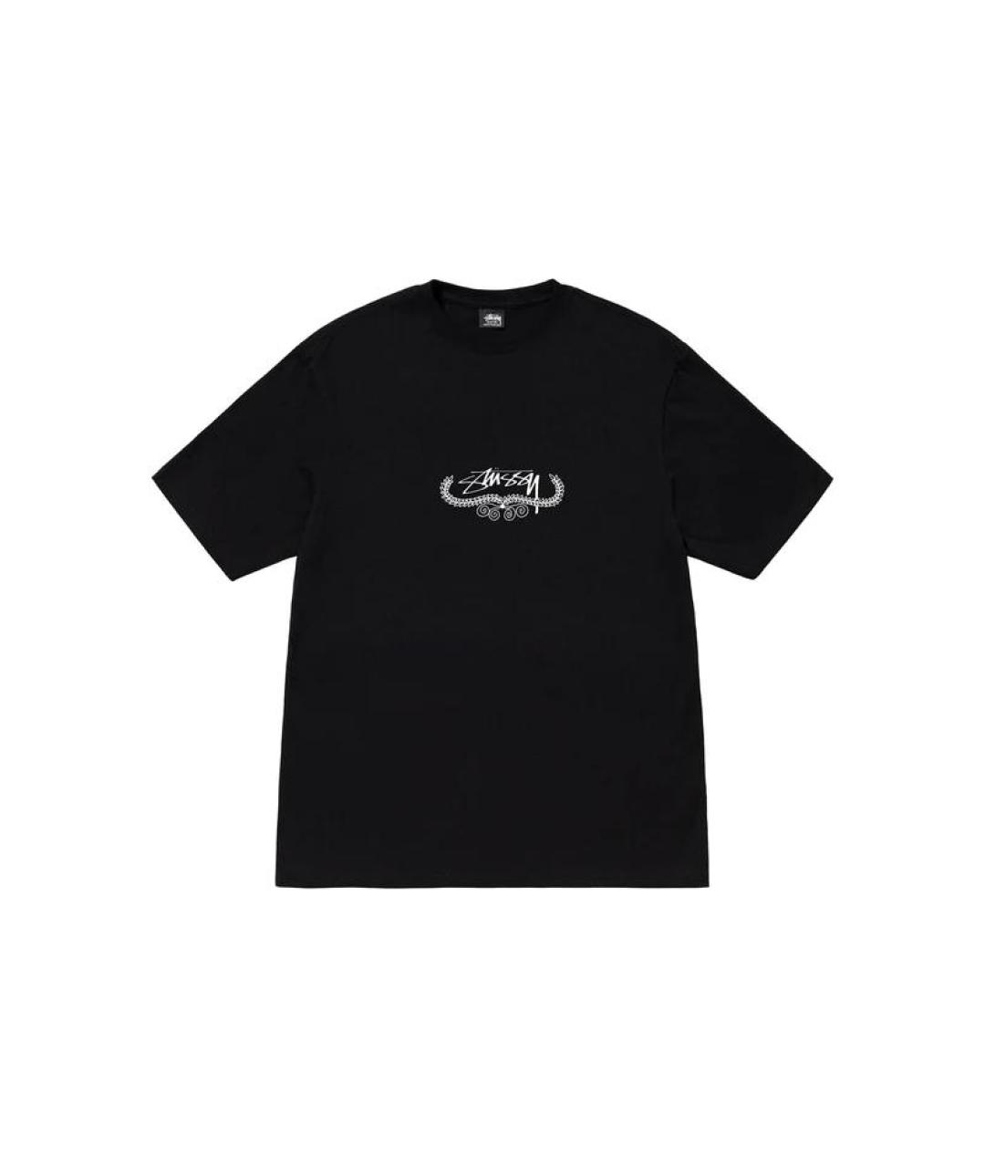 STUSSY Черная хлопковая футболка, фото 1