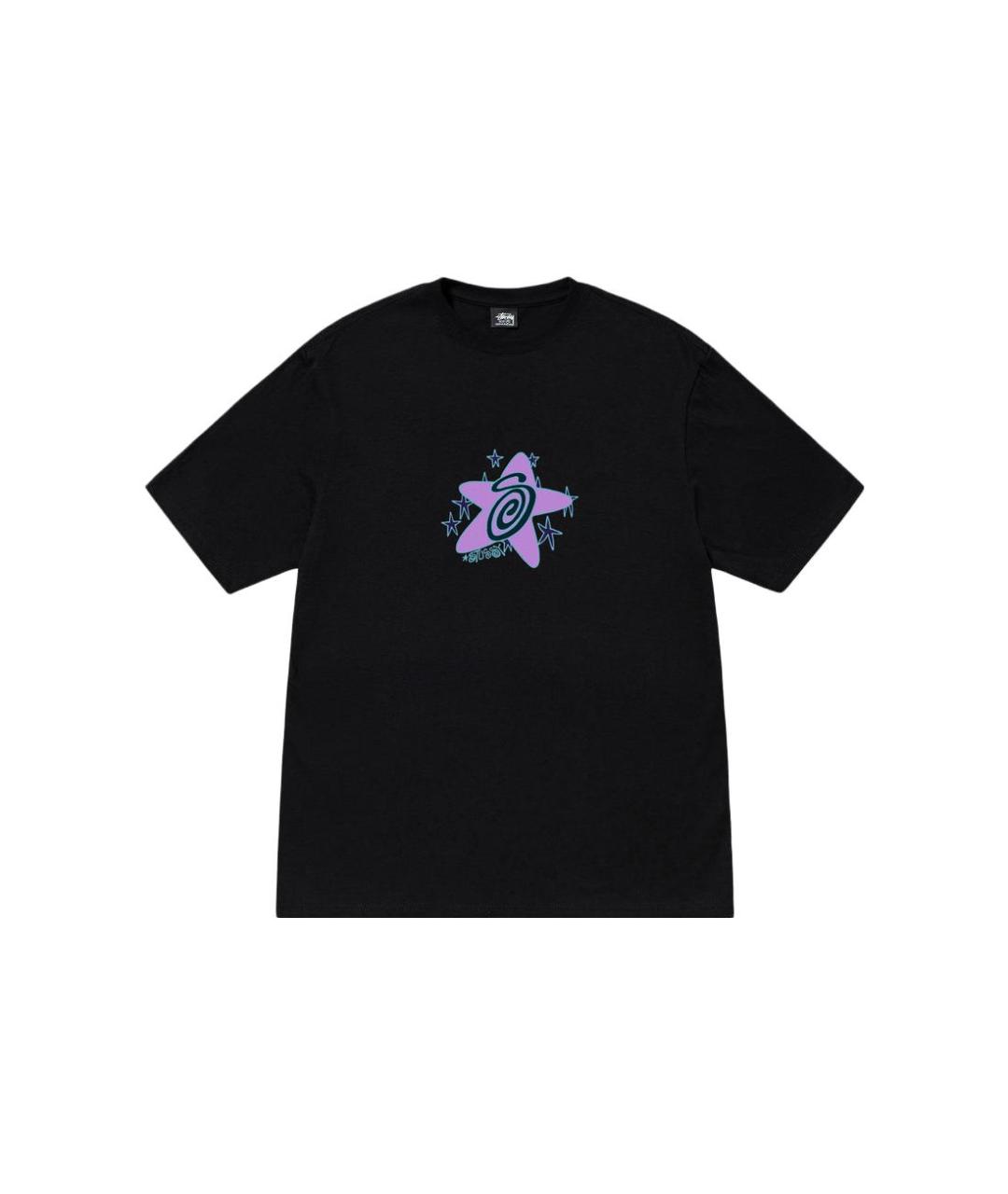 STUSSY Черная хлопковая футболка, фото 1