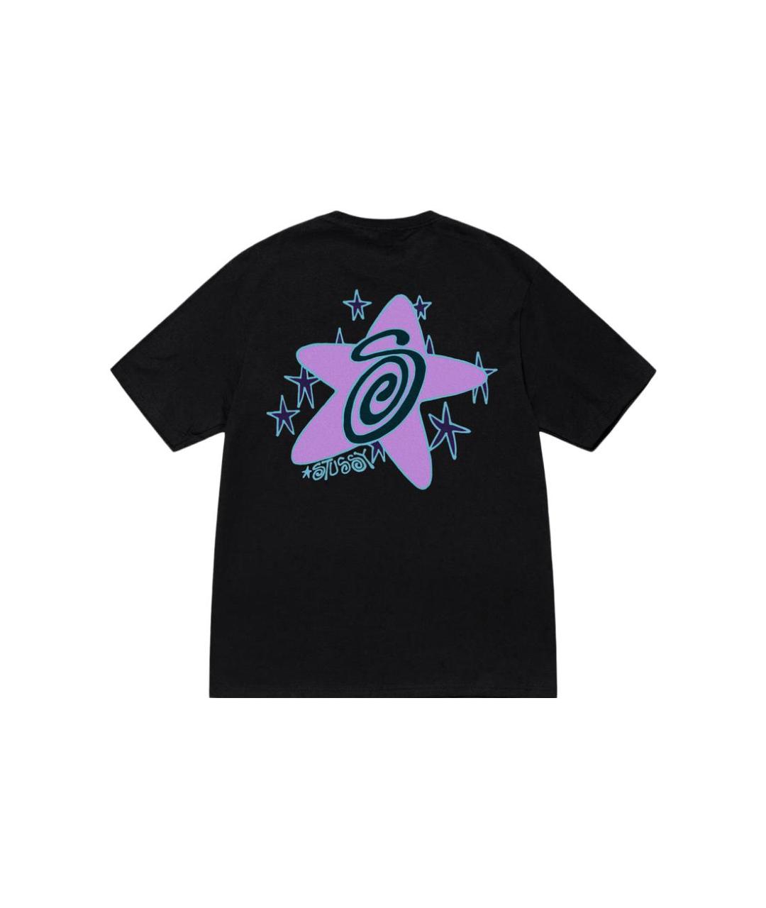 STUSSY Черная хлопковая футболка, фото 2