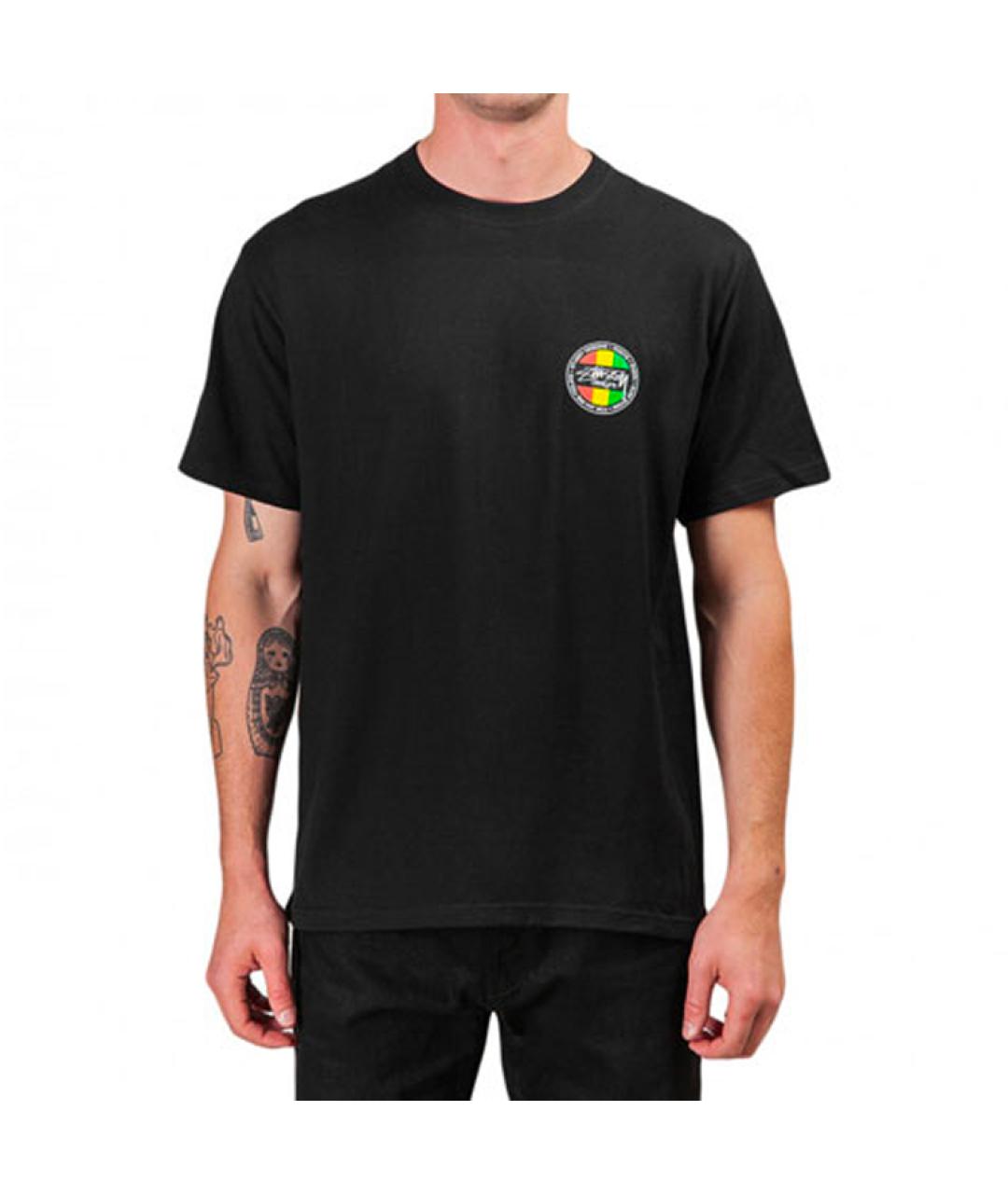 STUSSY Черная хлопковая футболка, фото 3