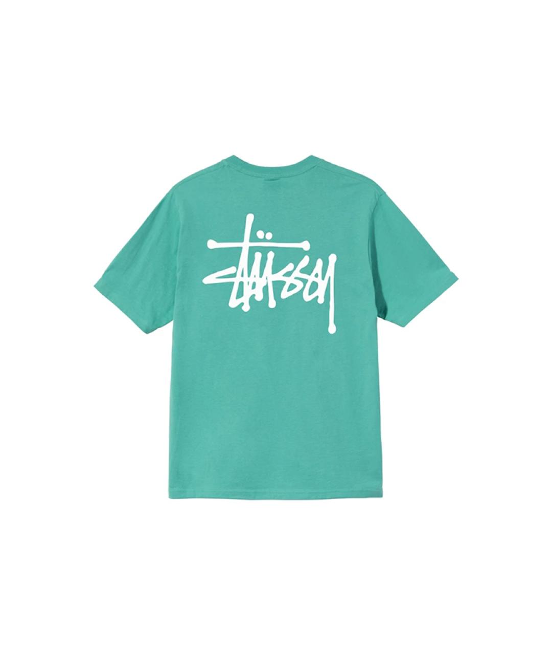 STUSSY Бирюзовая хлопковая футболка, фото 2