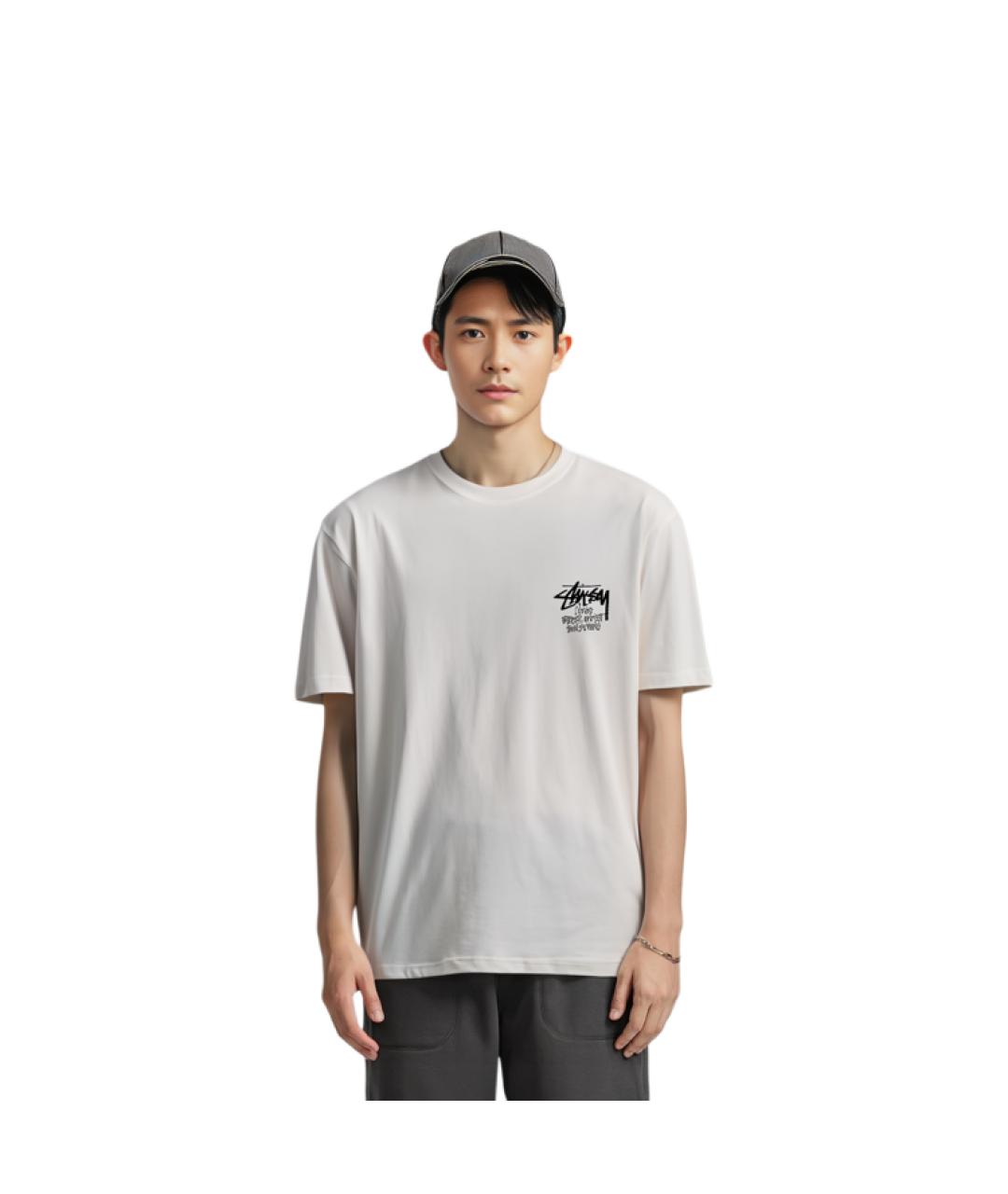 STUSSY Белая футболка, фото 3