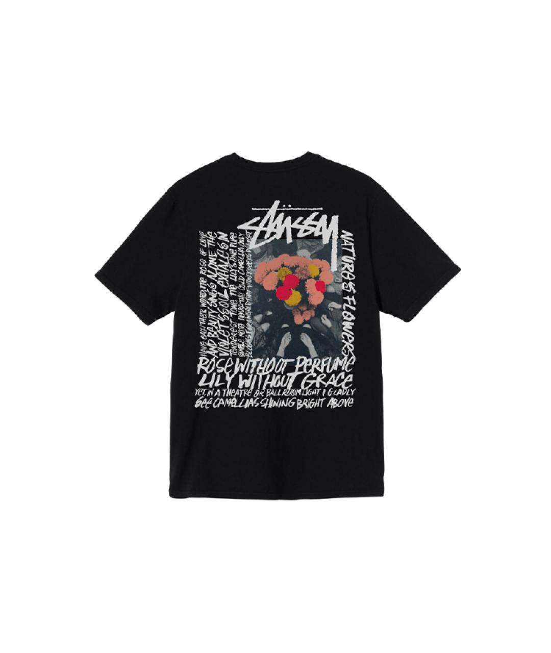 STUSSY Черная хлопковая футболка, фото 2