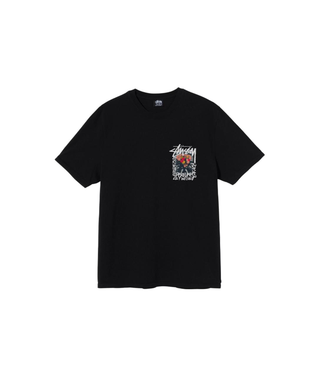 STUSSY Черная хлопковая футболка, фото 1