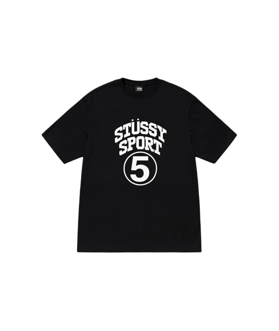 STUSSY Черная хлопковая футболка, фото 1