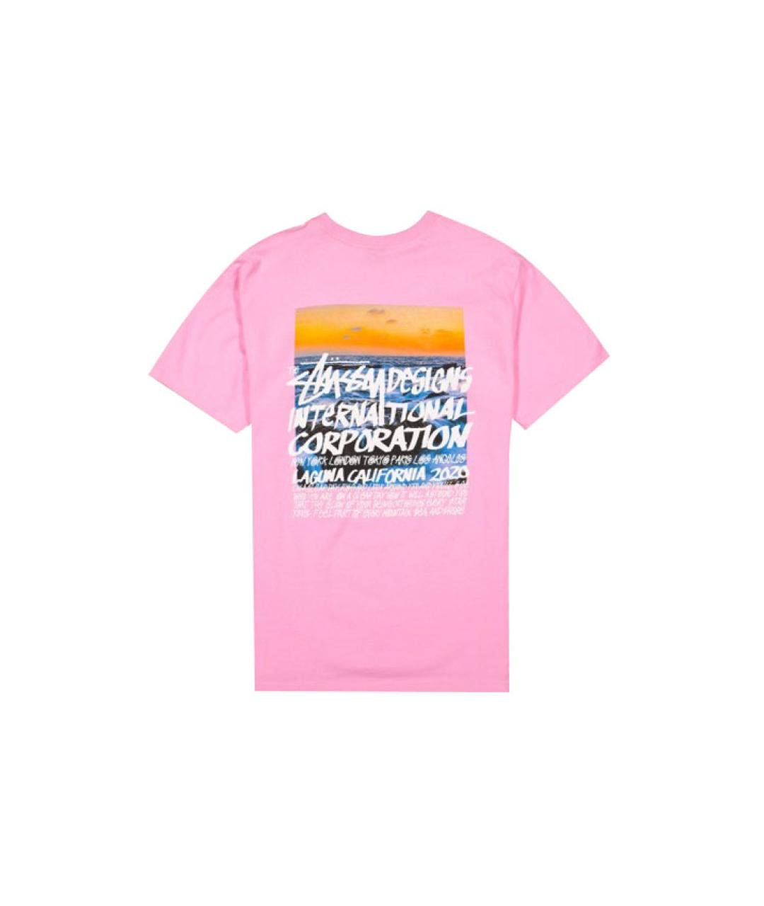 STUSSY Розовая хлопковая футболка, фото 2