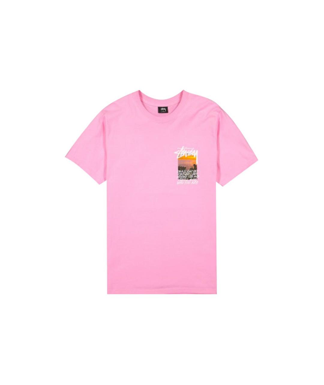 STUSSY Розовая хлопковая футболка, фото 1