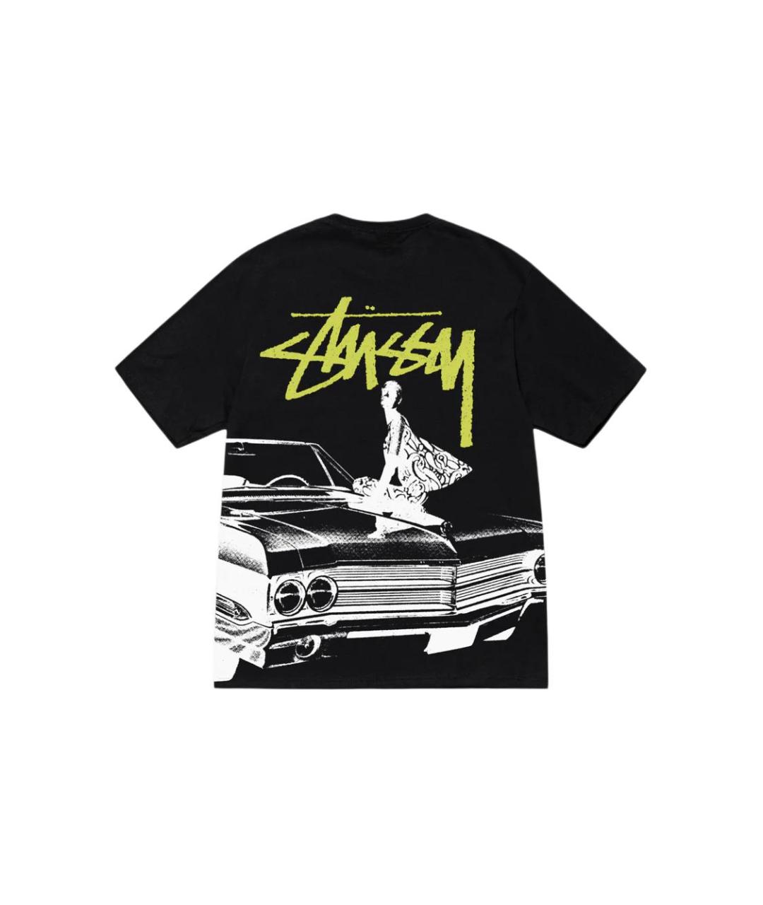 STUSSY Черная хлопковая футболка, фото 2