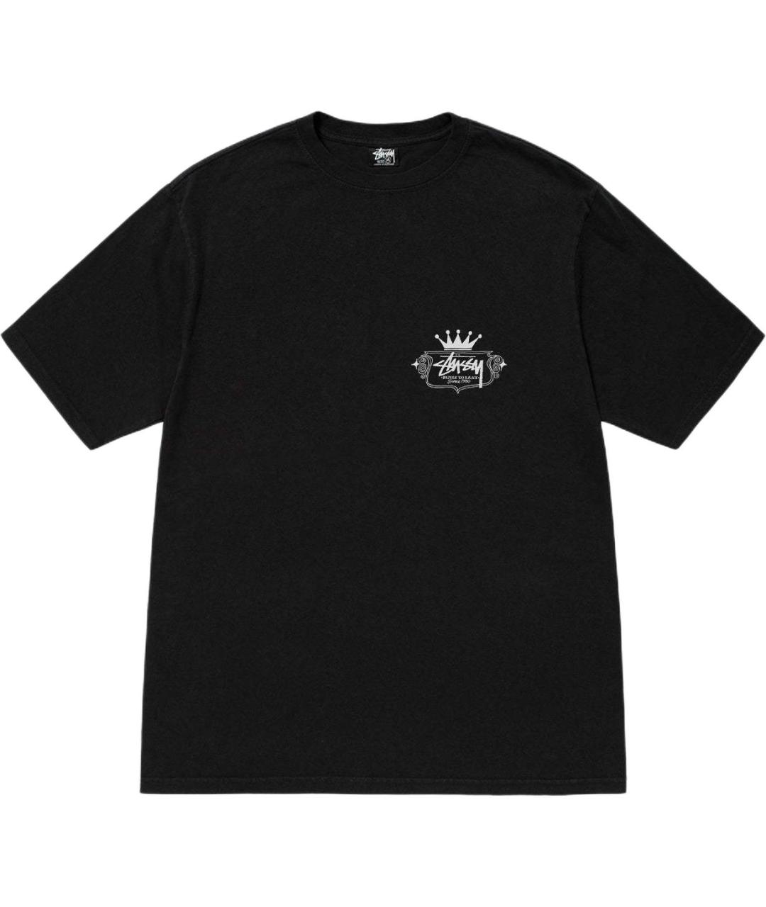 STUSSY Черная хлопковая футболка, фото 1