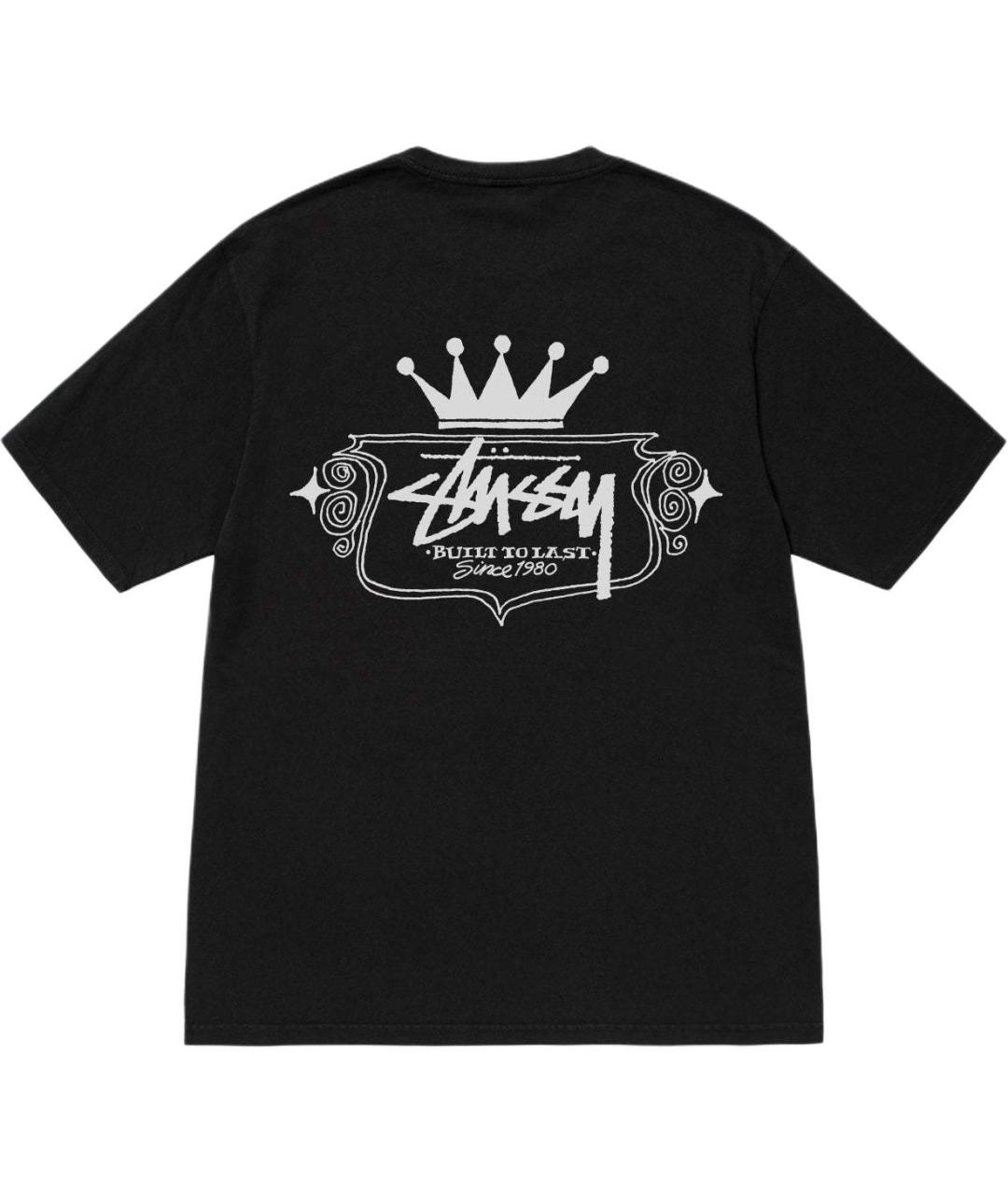 STUSSY Черная хлопковая футболка, фото 2
