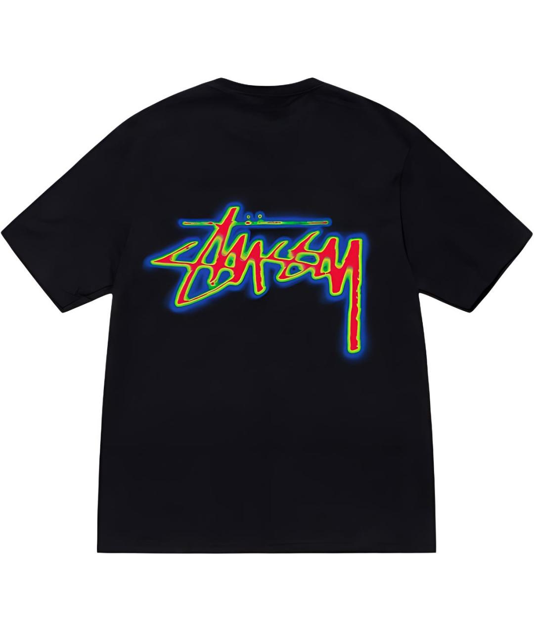 STUSSY Черная хлопковая футболка, фото 2