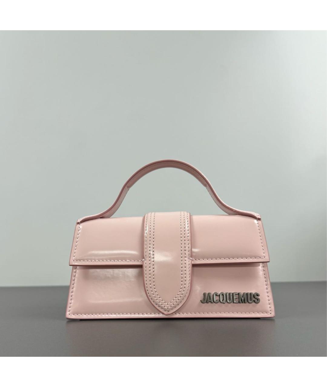 JACQUEMUS Розовая кожаная сумка с короткими ручками, фото 7