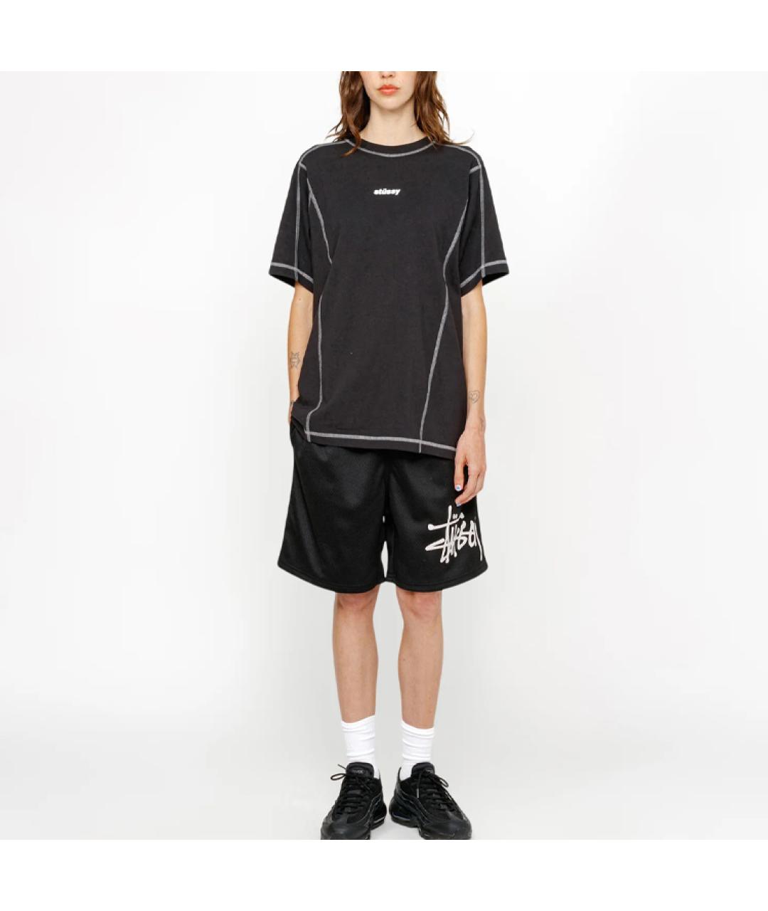 STUSSY Черная хлопковая футболка, фото 3