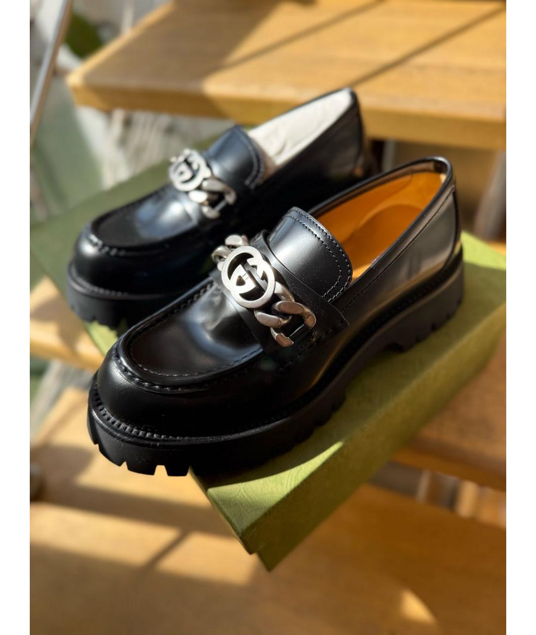 GUCCI Черные кожаные лоферы, фото 3