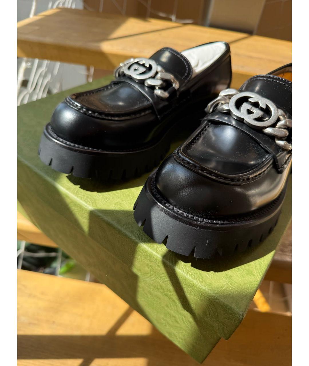 GUCCI Черные кожаные лоферы, фото 5