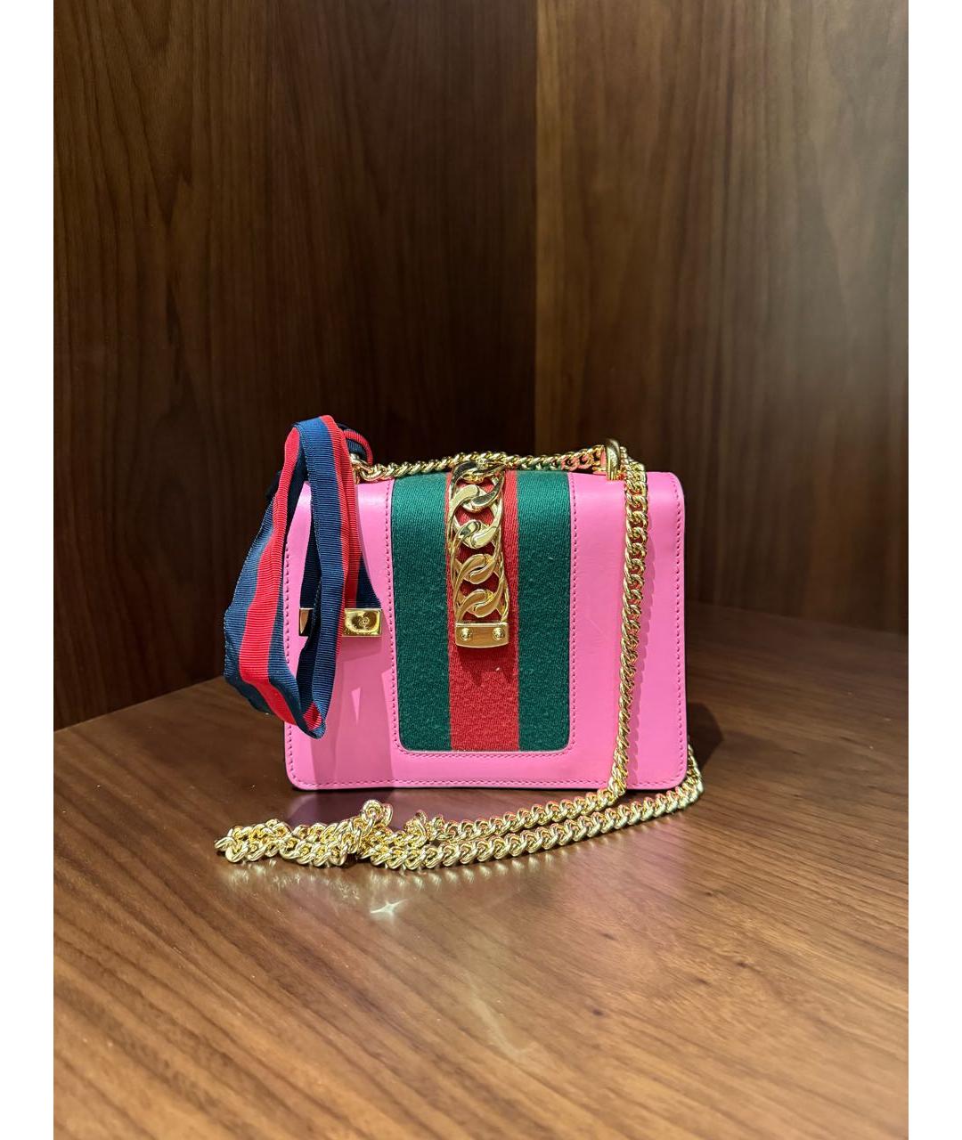 GUCCI Розовая кожаная сумка через плечо, фото 3