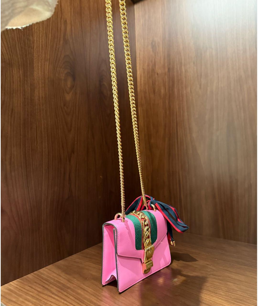 GUCCI Розовая кожаная сумка через плечо, фото 2