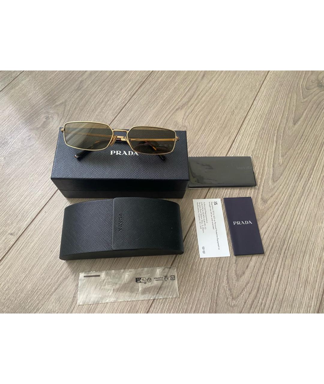 PRADA Коричневые металлические солнцезащитные очки, фото 4