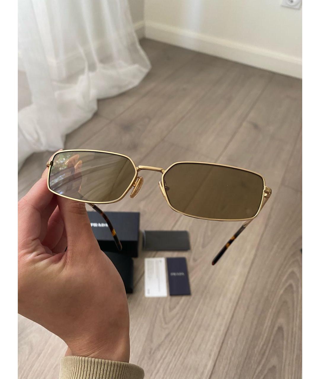 PRADA Коричневые металлические солнцезащитные очки, фото 2