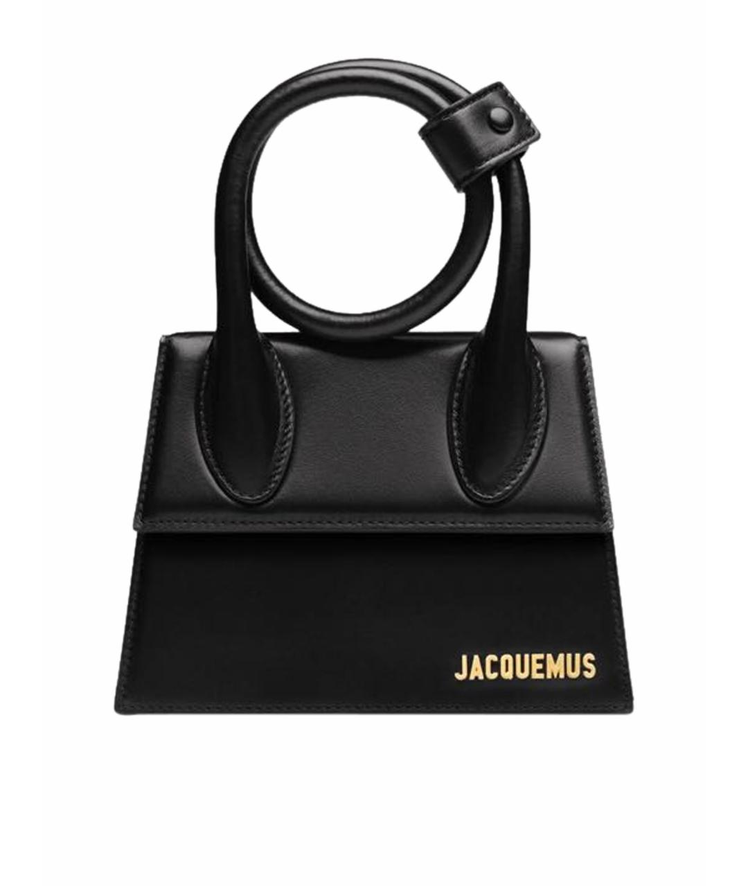 JACQUEMUS Черная кожаная сумка с короткими ручками, фото 1