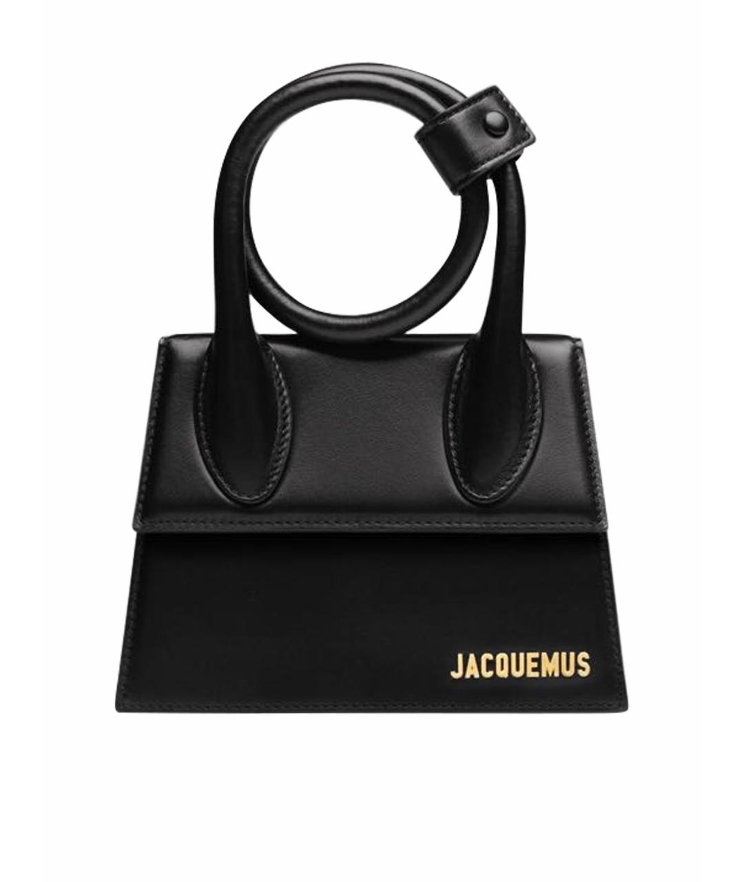 JACQUEMUS Черная кожаная сумка с короткими ручками, фото 6