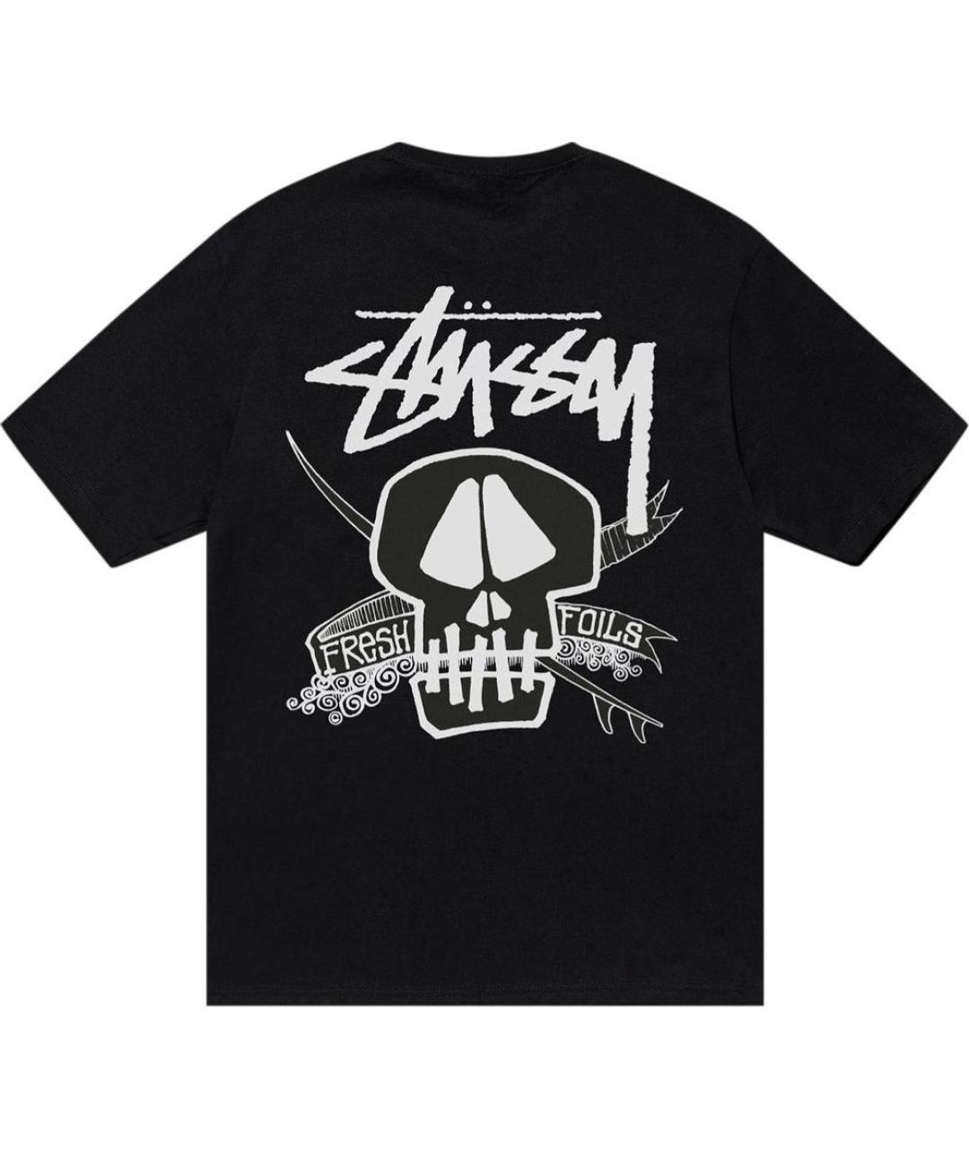 STUSSY Черная хлопковая футболка, фото 2