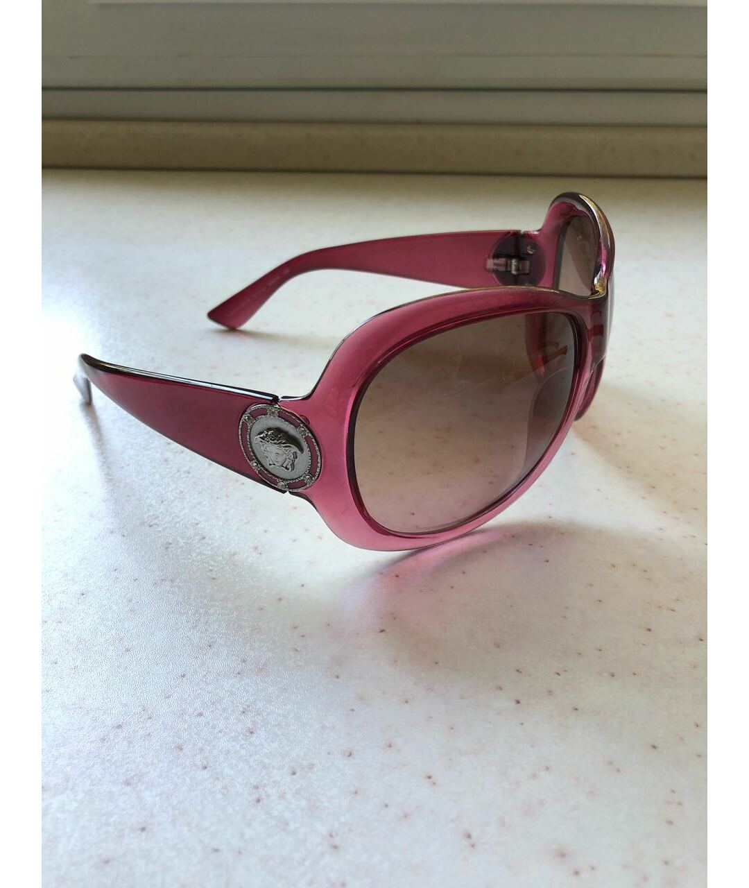 VERSACE Розовые пластиковые солнцезащитные очки, фото 3