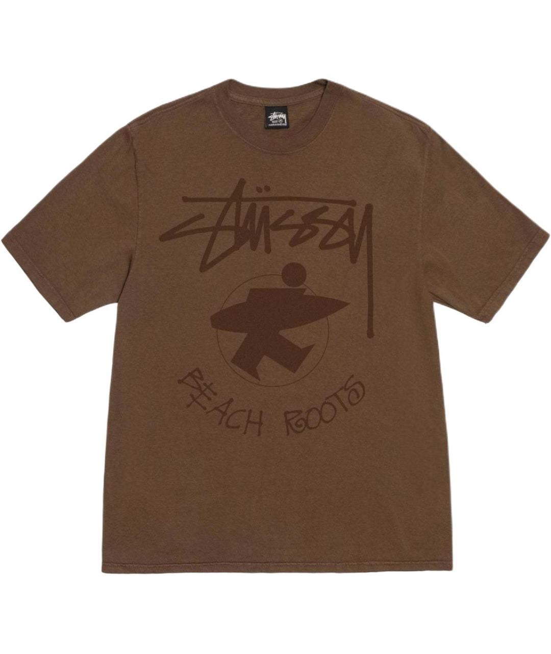 STUSSY Коричневая хлопковая футболка, фото 1