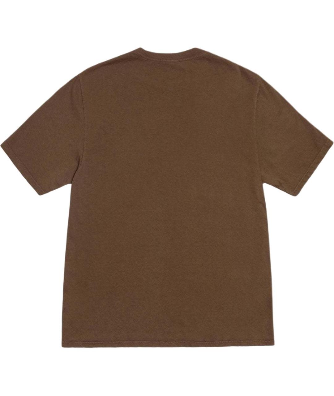STUSSY Коричневая хлопковая футболка, фото 2