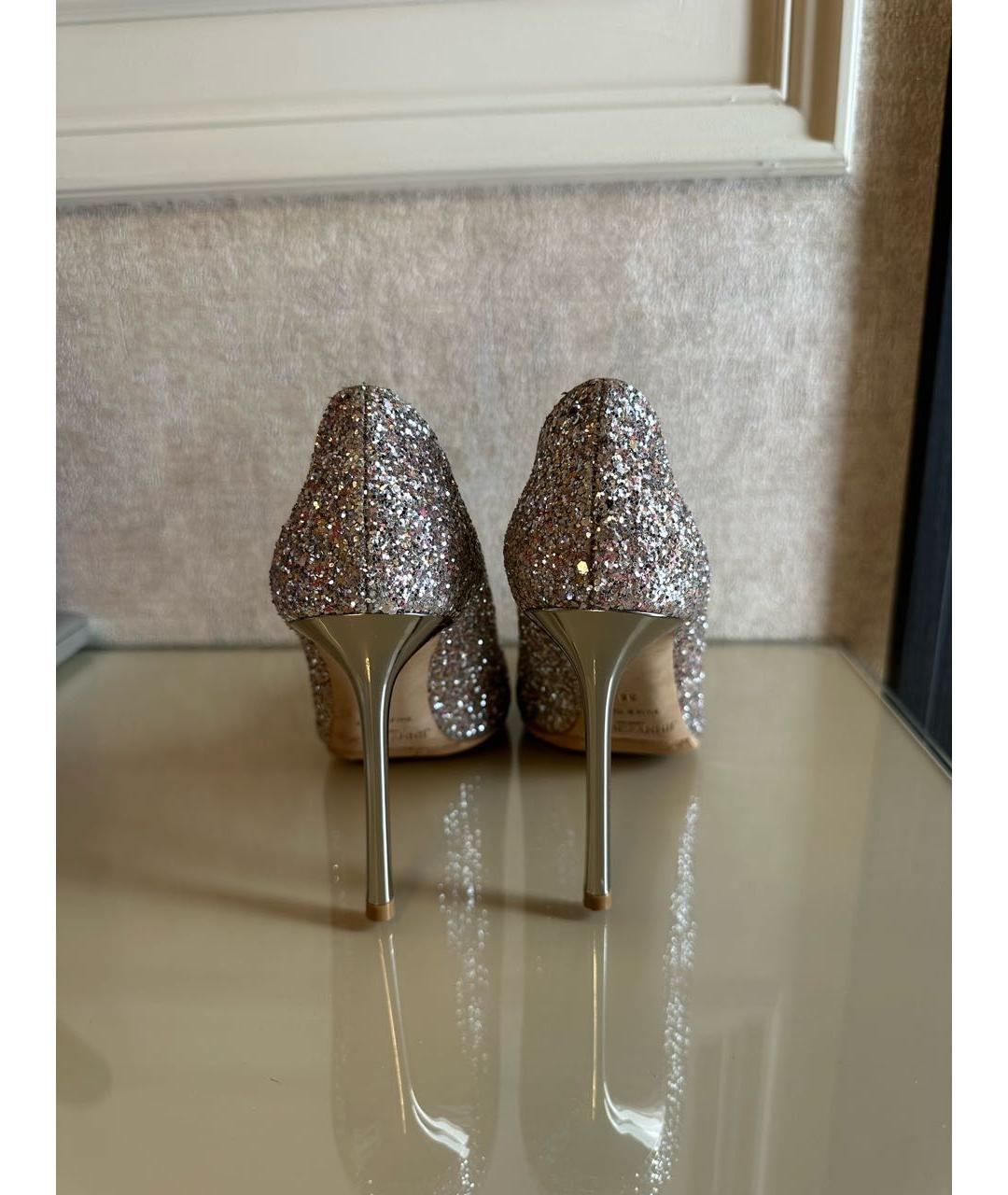 JIMMY CHOO Серебряные кожаные туфли, фото 4