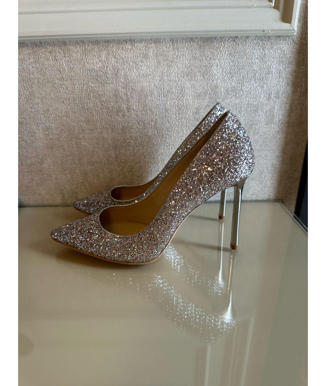 JIMMY CHOO Серебряные кожаные туфли, фото 3