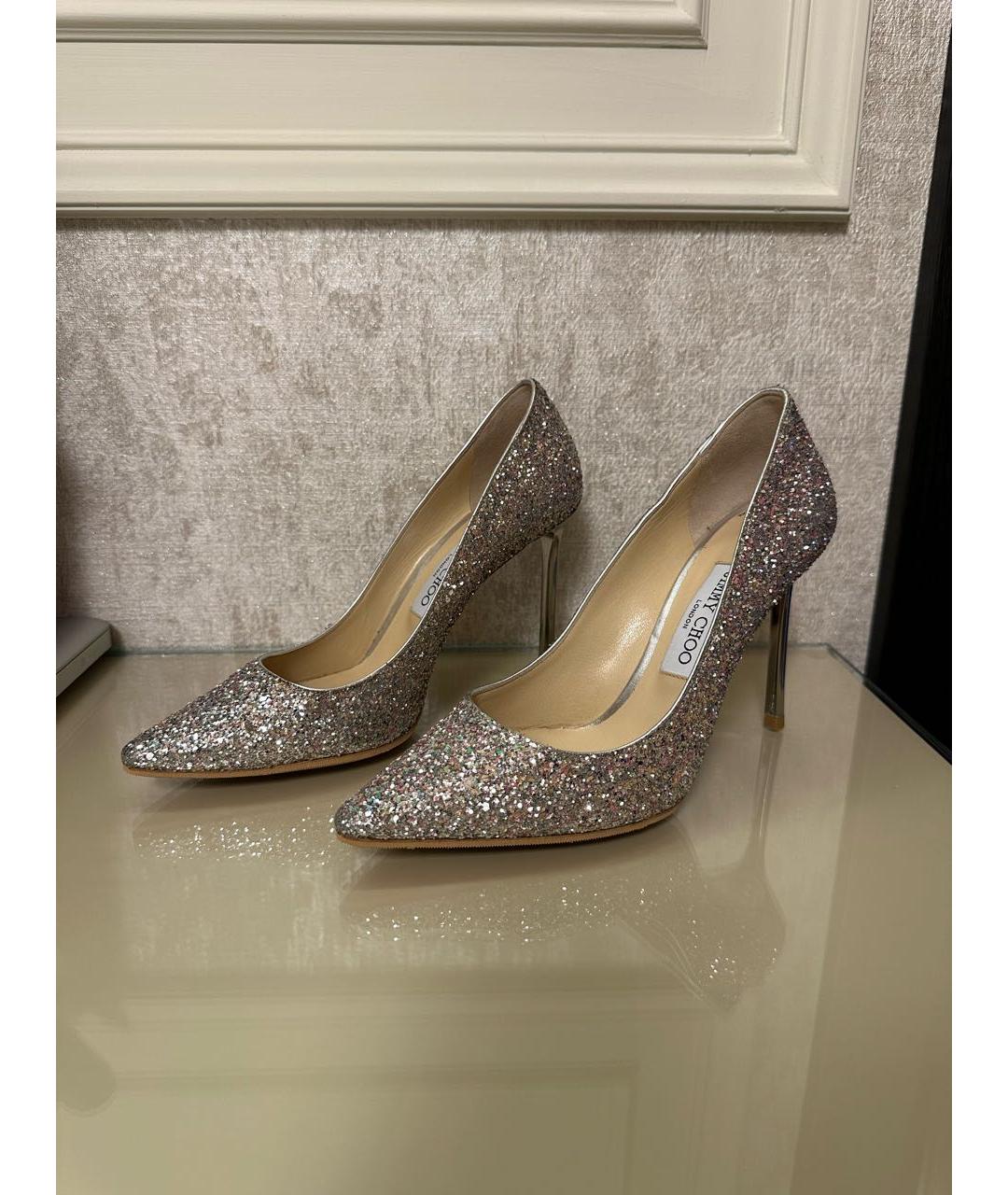 JIMMY CHOO Серебряные кожаные туфли, фото 5