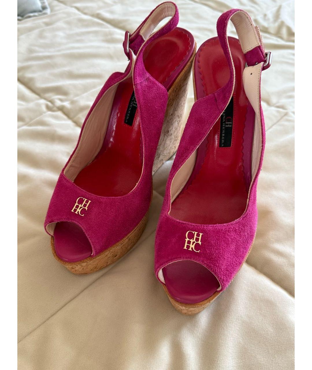 CAROLINA HERRERA Фуксия замшевые босоножки, фото 3